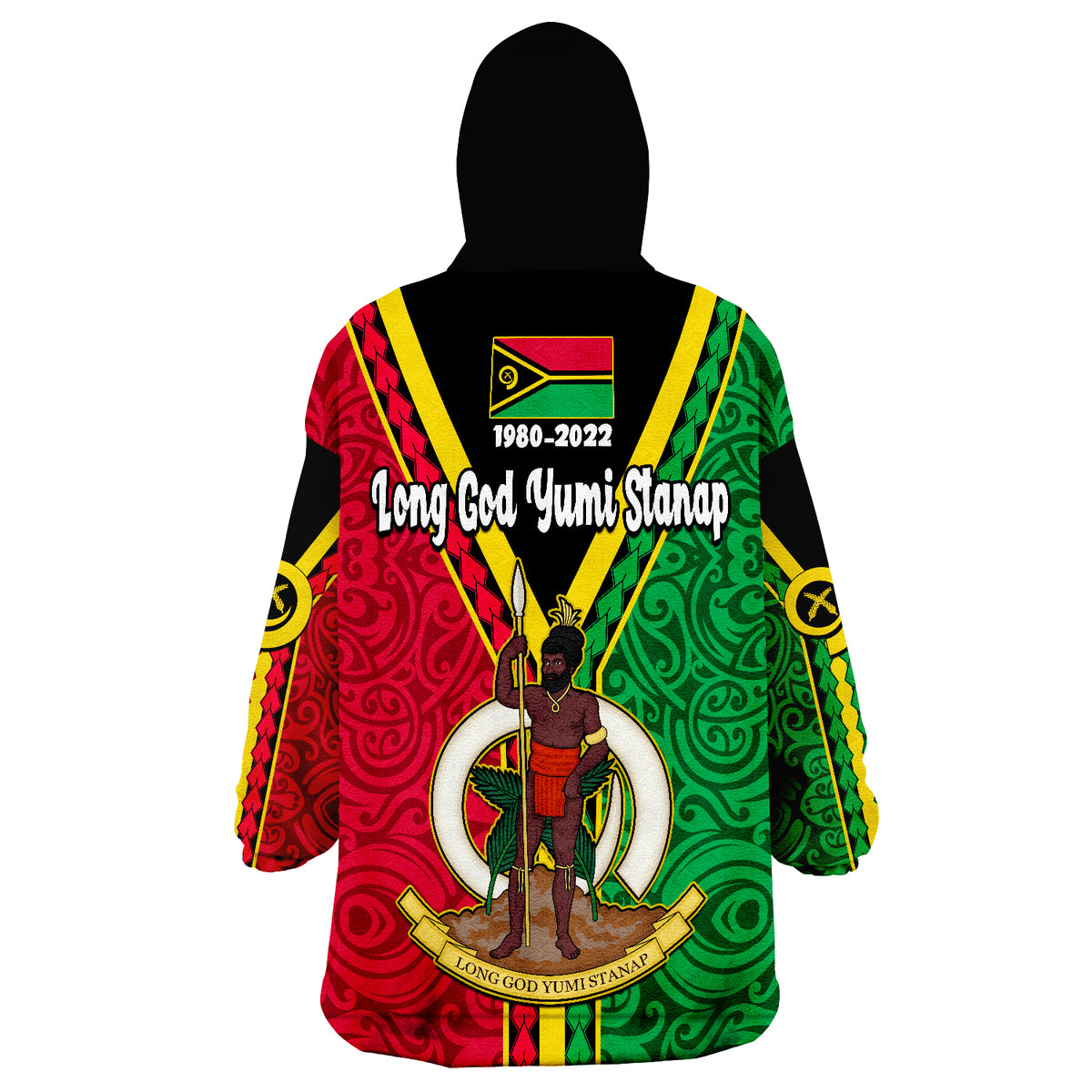 Vanuatu 42 Years Anniversary Hapi Independens Dei Wearable Blanket Hoodie - Wonder Print Shop