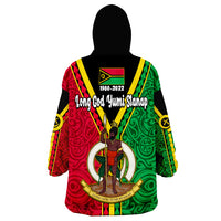 Vanuatu 42 Years Anniversary Hapi Independens Dei Wearable Blanket Hoodie - Wonder Print Shop