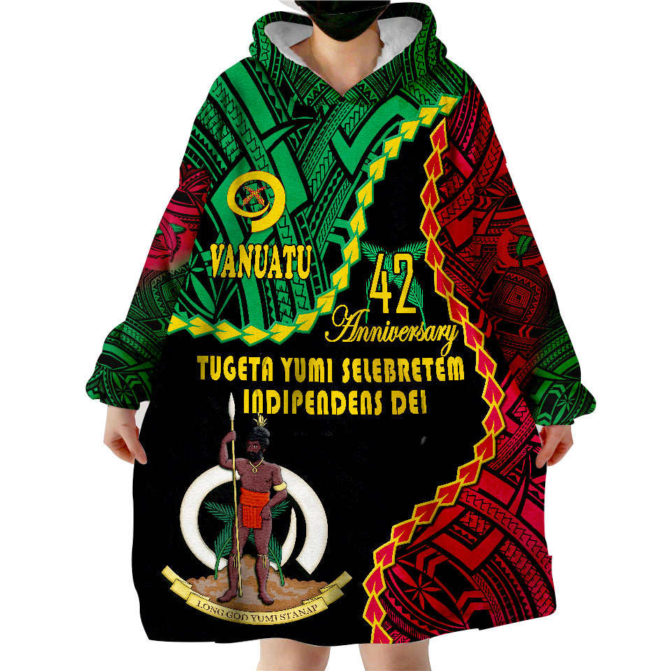 Vanuatu 42nd Anniversary Hoodie Tugeta Yumi Selebretem Indipendens Dei Wearable Blanket Hoodie - Wonder Print Shop