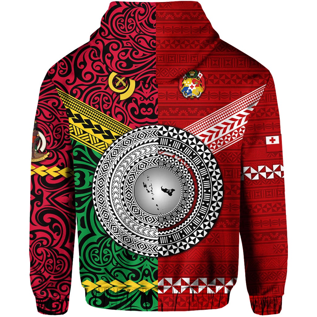 Custom Vanuatu And Tonga Hoodie Polynesian Together Bright Red LT8 - Wonder Print Shop
