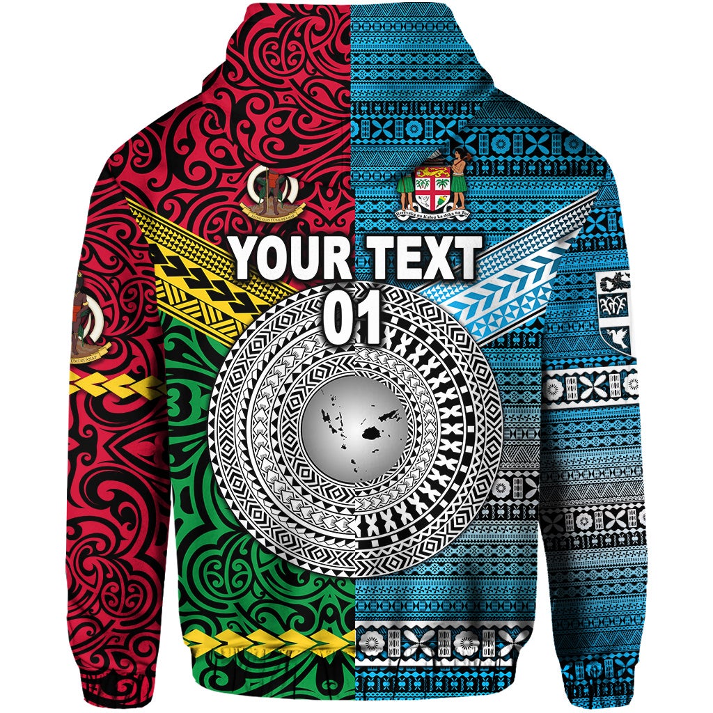 Custom Vanuatu And Fiji Hoodie Together Bright Color, Custom Text And Number LT8 - Wonder Print Shop