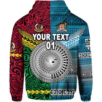 Custom Vanuatu And Fiji Zip Hoodie Together Bright Color, Custom Text And Number LT8 - Wonder Print Shop