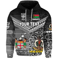 Custom Vanuatu And Fiji Hoodie Together Black LT8 - Wonder Print Shop