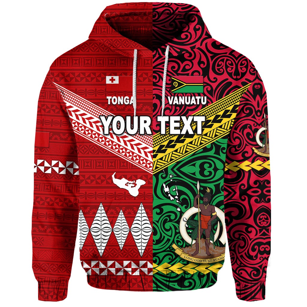 Custom Vanuatu And Tonga Hoodie Polynesian Together Bright Red LT8 - Wonder Print Shop