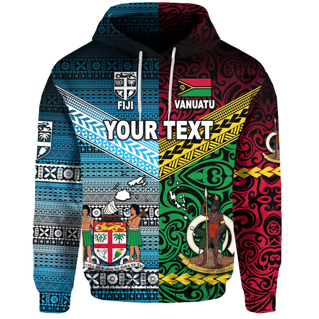 Custom Vanuatu And Fiji Hoodie Together Blue LT8 - Wonder Print Shop