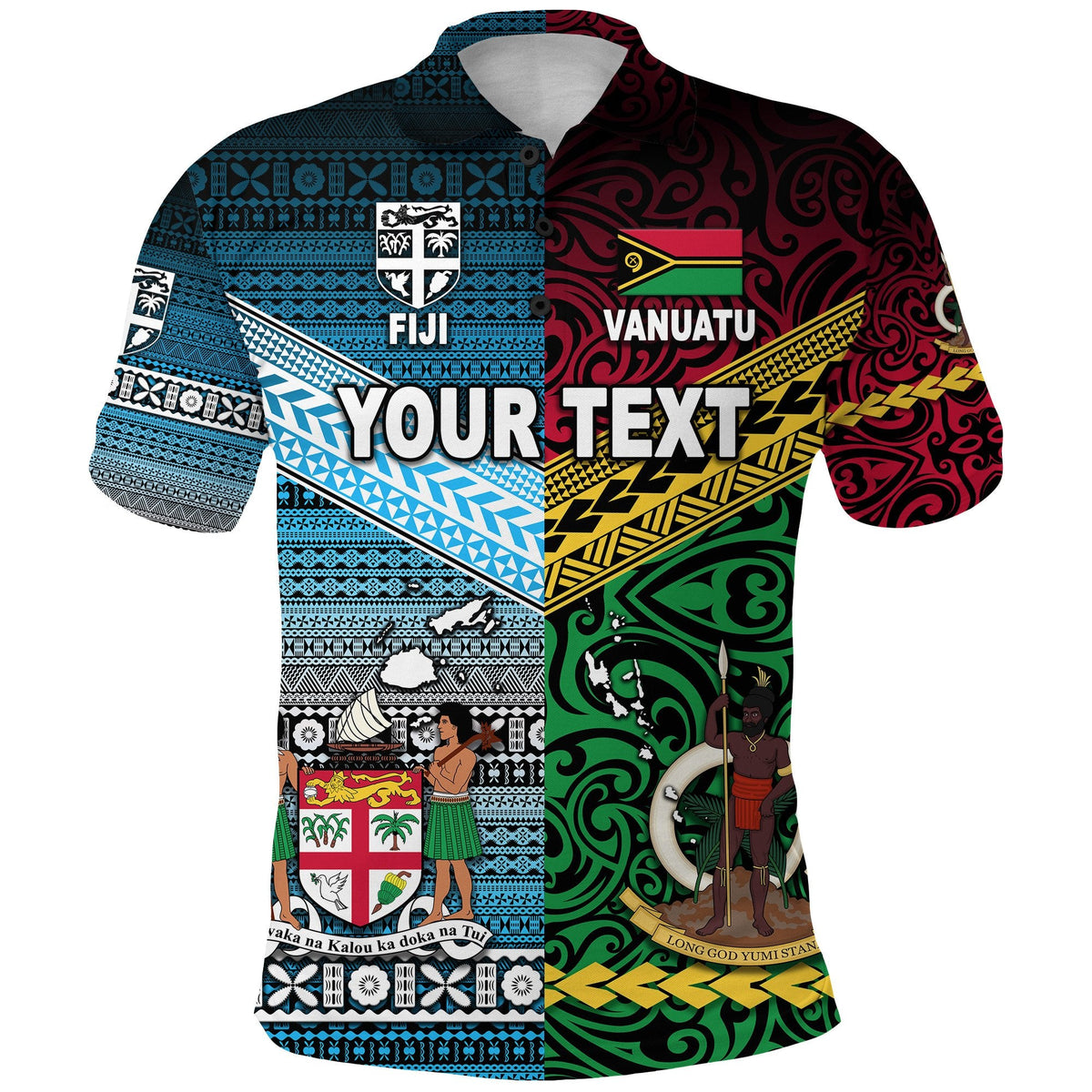 Custom Vanuatu Fiji Polo Shirt Together Blue LT8 - Wonder Print Shop