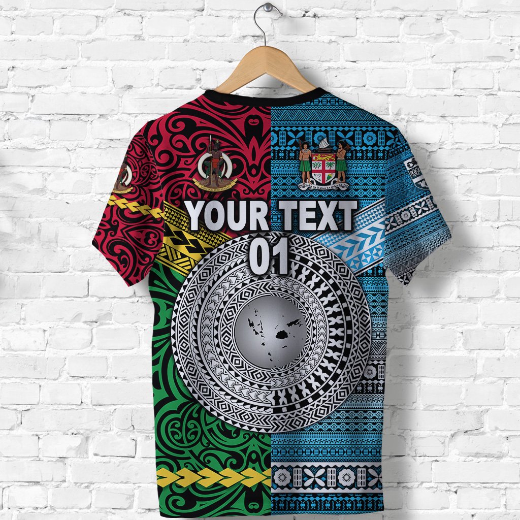 Custom Vanuatu And Fiji T Shirt Together Bright Color, Custom Text And Number LT8 - Wonder Print Shop