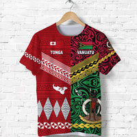 Custom Vanuatu And Tonga T Shirt Polynesian Together Bright Red, Custom Text And Number LT8 - Wonder Print Shop