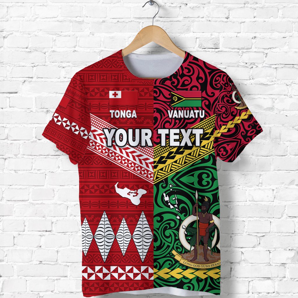 Custom Vanuatu And Tonga T Shirt Polynesian Together Bright Red LT8 - Wonder Print Shop