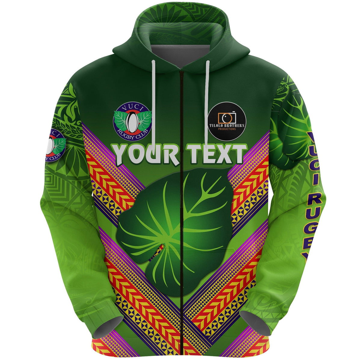 Custom Fiji Vuci Rugby Club Zip Hoodie Creative Style Green LT8 - Wonder Print Shop