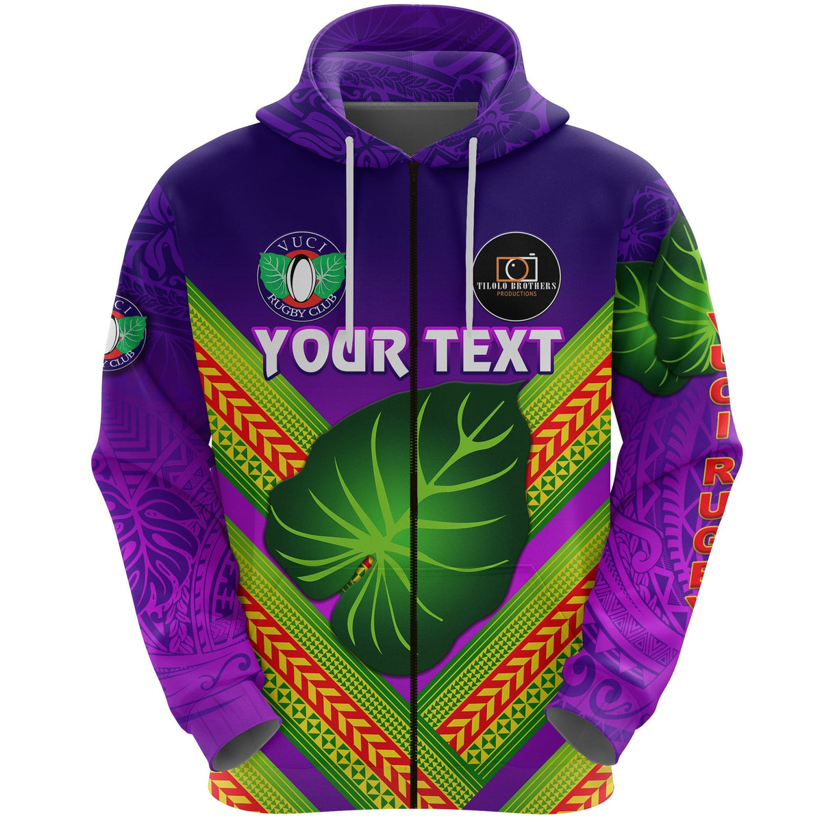 Custom Fiji Vuci Rugby Club Zip Hoodie Creative Style Purple LT8 - Wonder Print Shop
