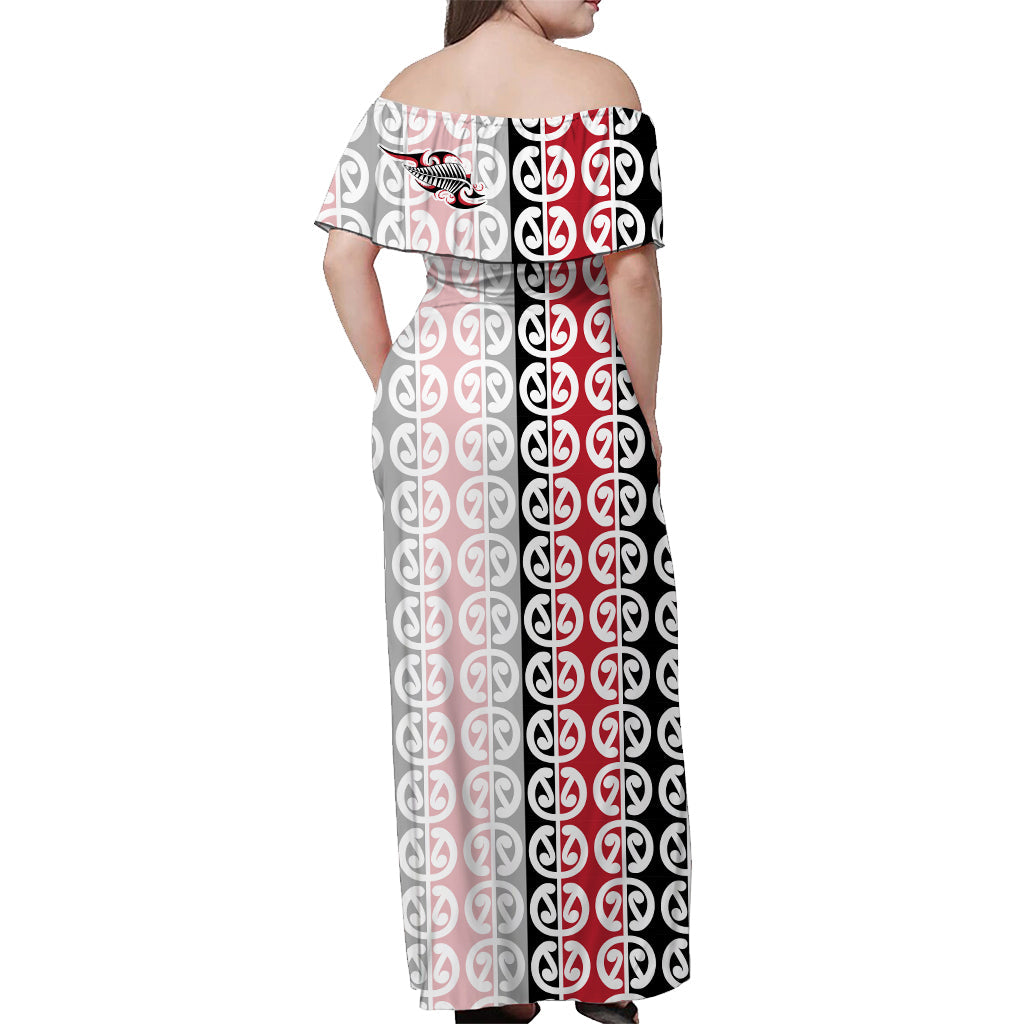 new-zealand-fern-off-shoulder-long-dress-aotearoa-maori-kowhaiwhai-pattern