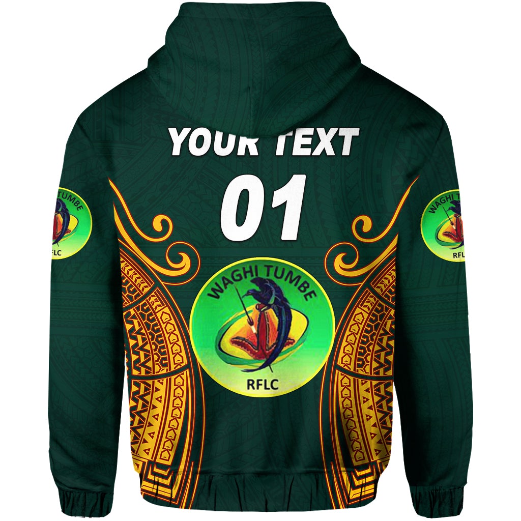 Custom Papua New Guinea Waghi Tumbes Hoodie Rugby Green, Custom Text And Number LT8 - Wonder Print Shop