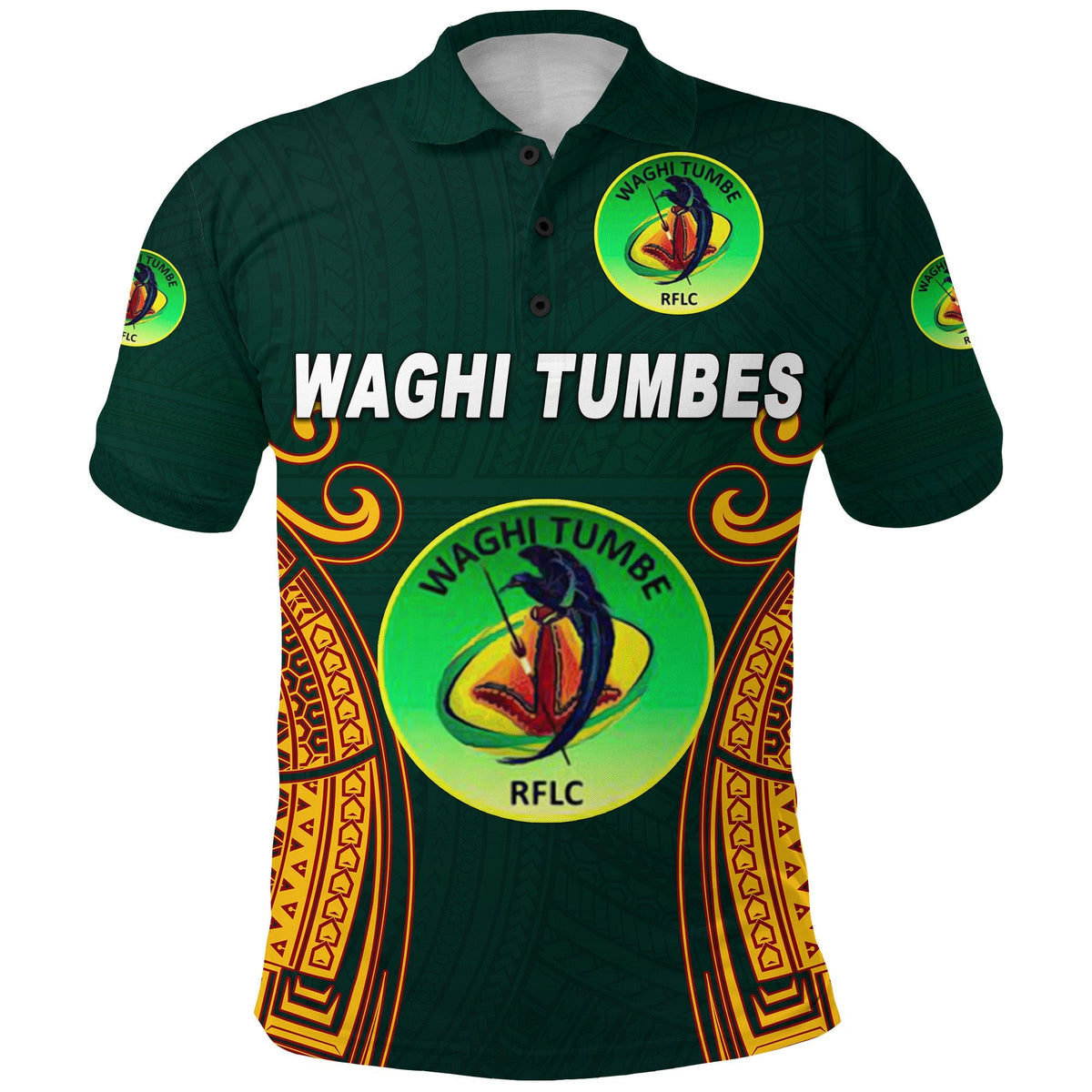 Custom Papua New Guinea Waghi Tumbes Polo Shirt Rugby Green, Custom Text And Number LT8 - Wonder Print Shop