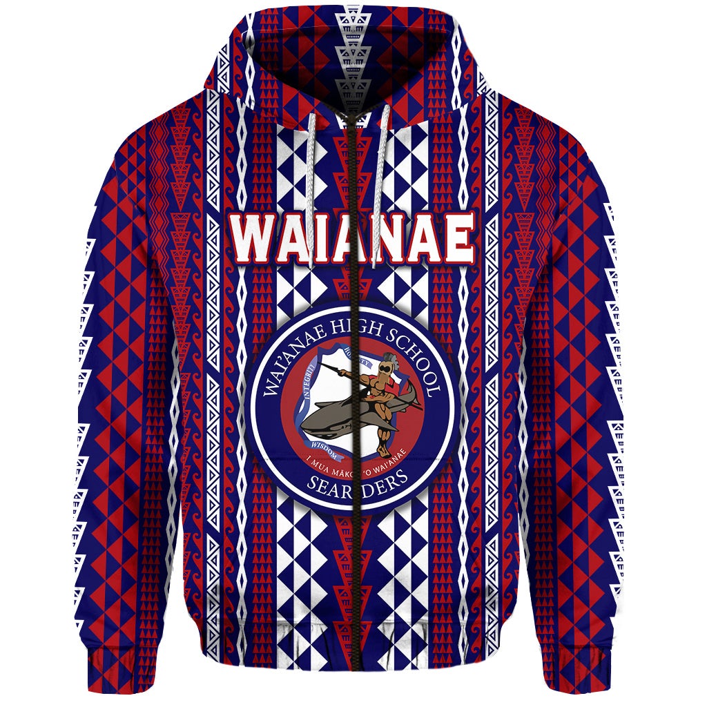 Custom Hawaii Waianae High School Zip Hoodie Seariders Simple Style LT8 - Wonder Print Shop