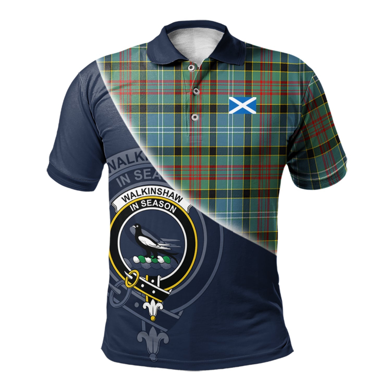 scottish-walkinshaw-clan-crest-tartan-scotland-flag-half-style-polo-shirt