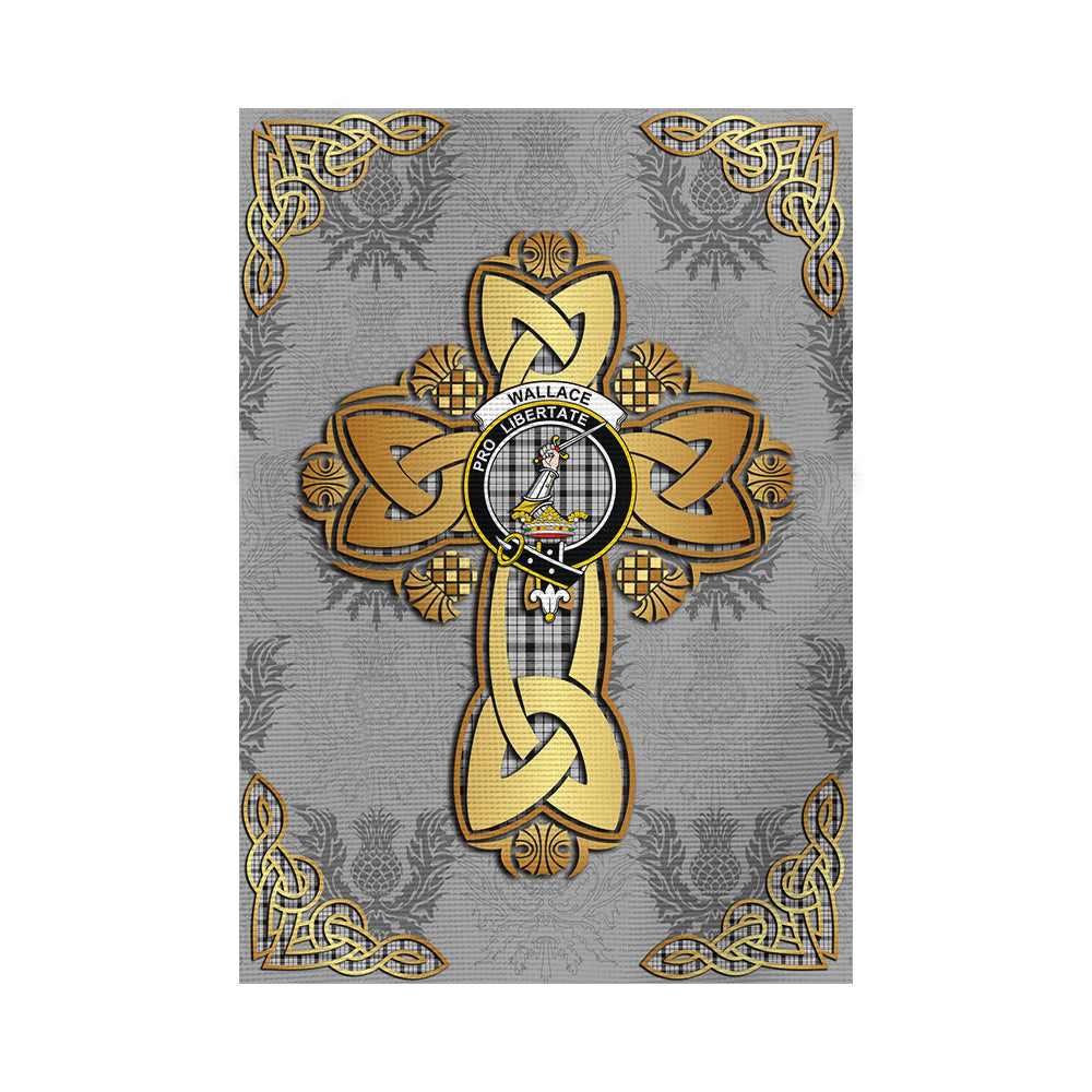 scottish-wallace-dress-clan-crest-tartan-golden-celtic-thistle-garden-flag