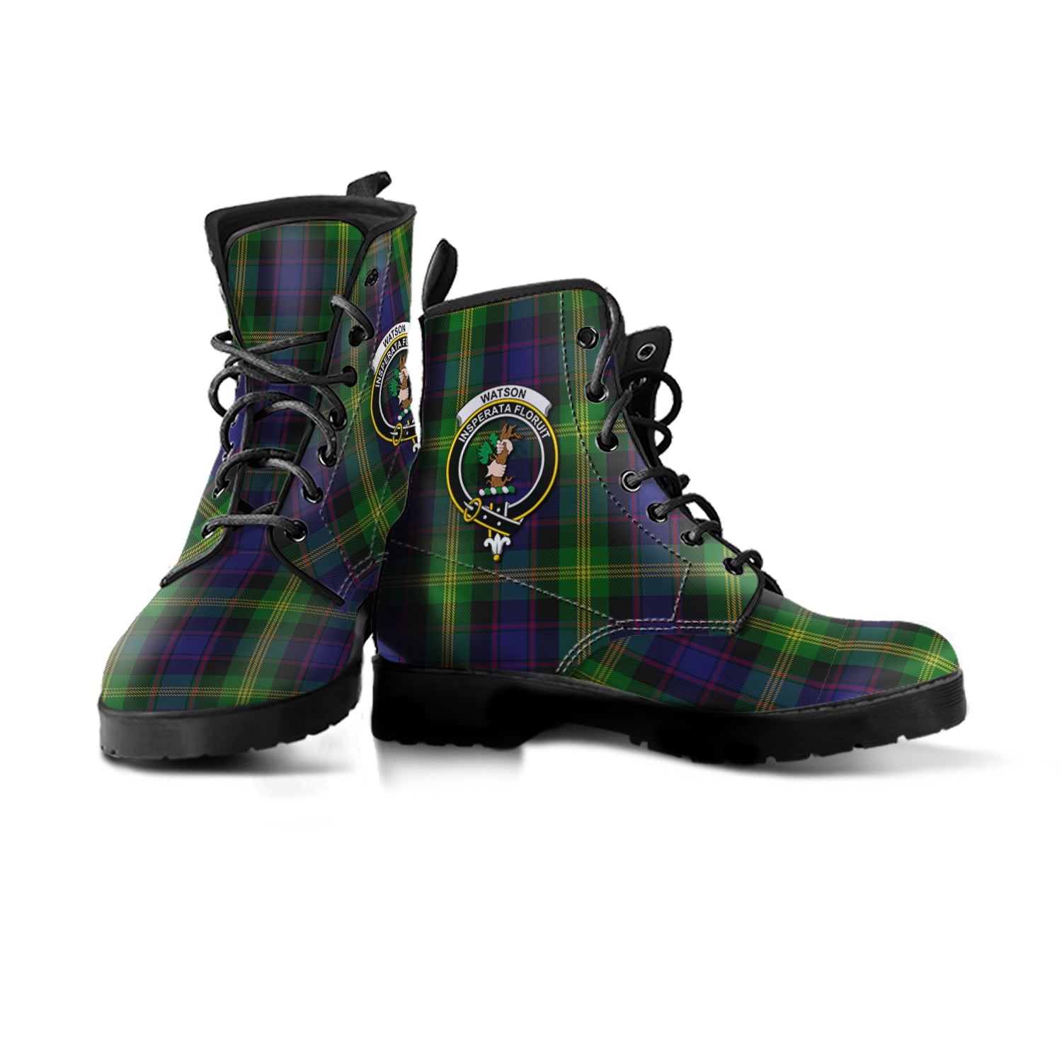 scottish-watson-clan-crest-tartan-leather-boots