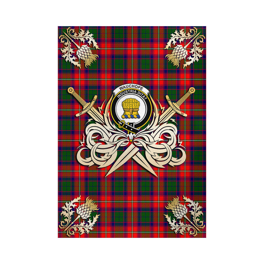scottish-wauchope-clan-crest-courage-sword-tartan-garden-flag