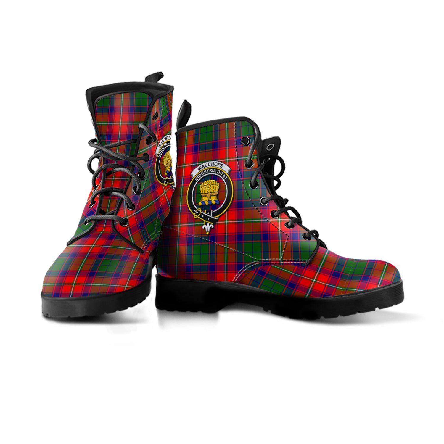 scottish-wauchope-clan-crest-tartan-leather-boots
