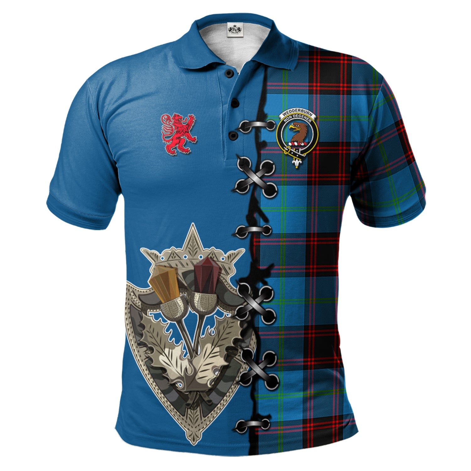scottish-wedderburn-clan-crest-tartan-lion-rampant-and-celtic-thistle-polo-shirt