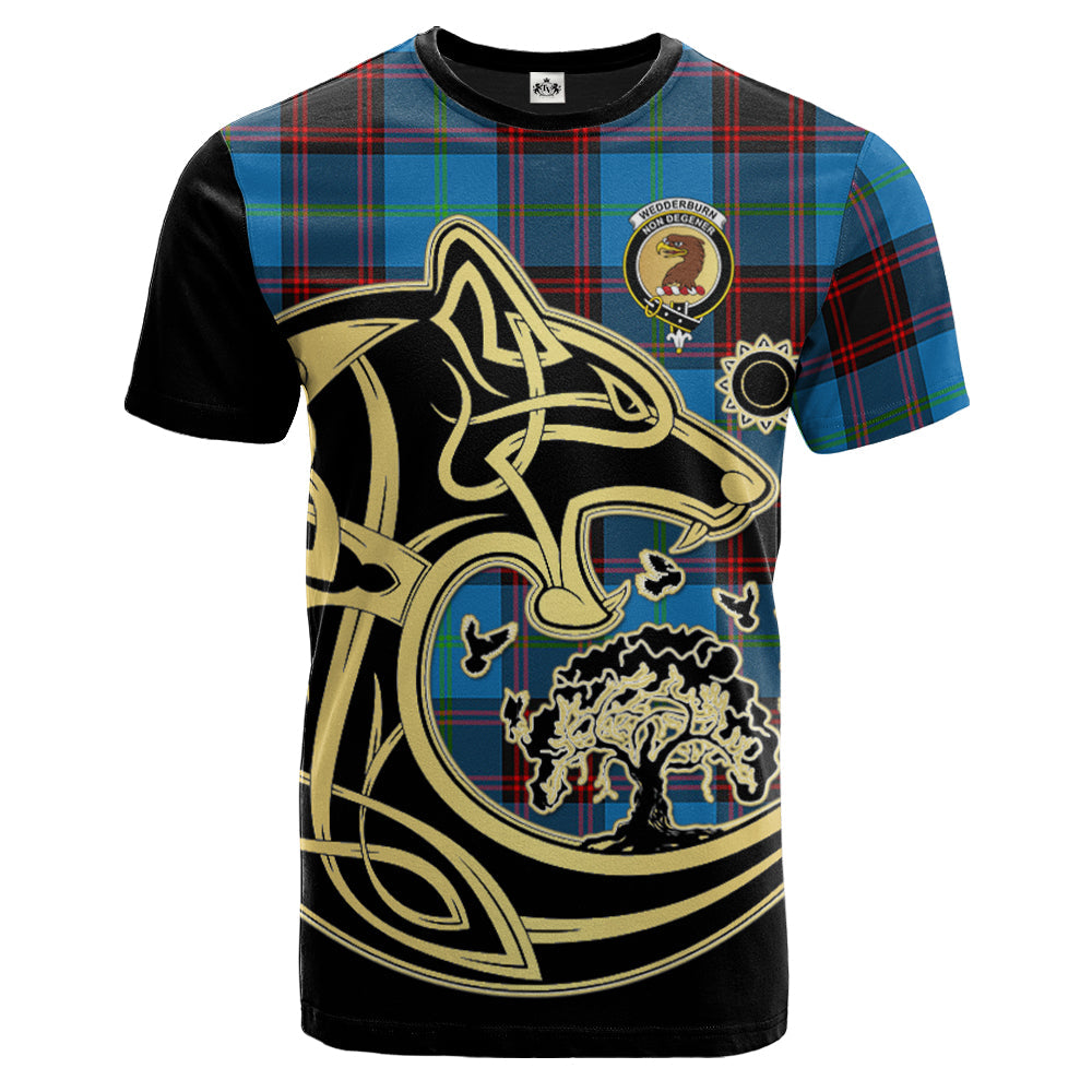 scottish-wedderburn-clan-crest-celtic-wolf-tartan-t-shirt