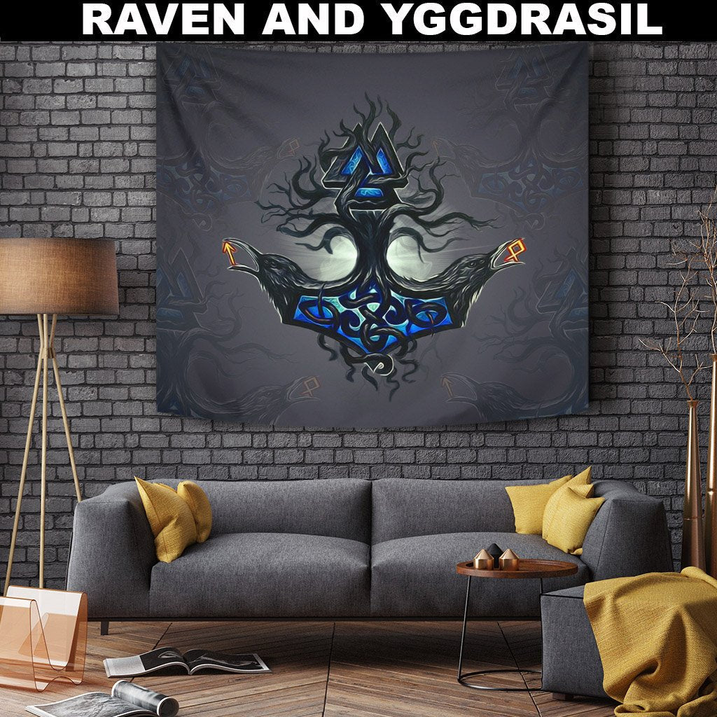 Viking Tapestry - Raven and Yggdrasil RLT12 - Wonder Print Shop