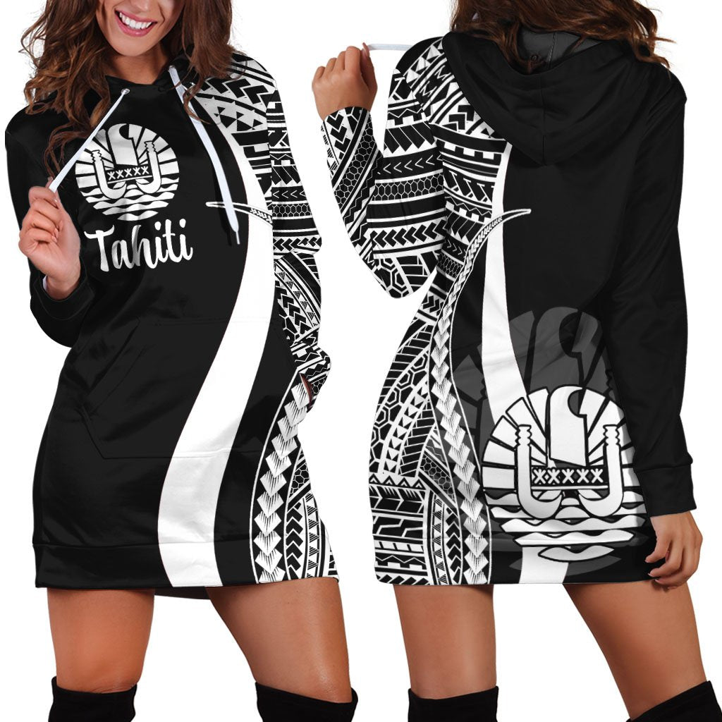 tahiti-womens-hoodie-dress-white-polynesian-tentacle-tribal-pattern