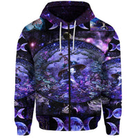 Wicca Tree Of Life With Witch Zip Hoodie Simple Vibes LT8 - Wonder Print Shop