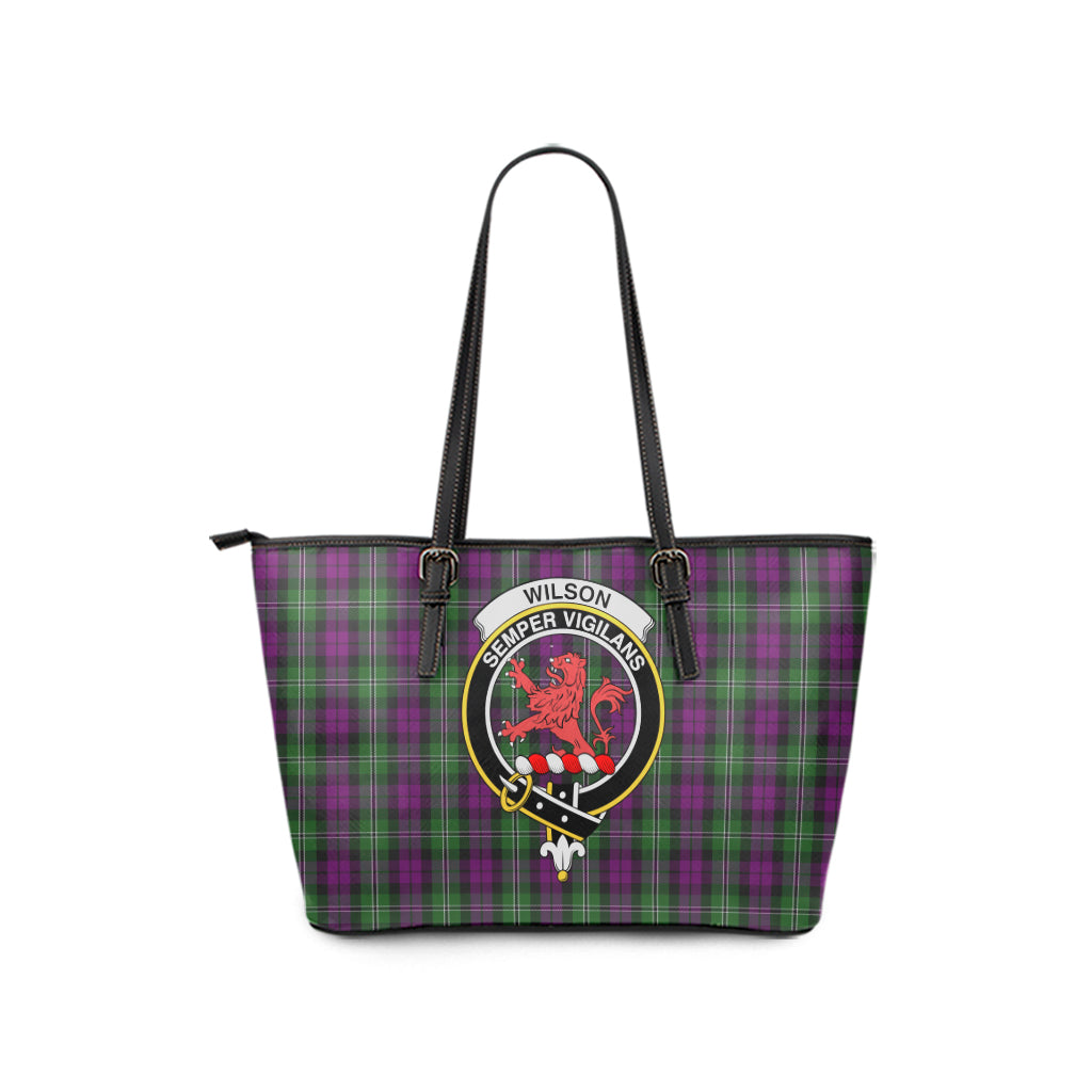 scottish-wilson-clan-crest-tartan-leather-tote-bags