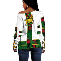 Ethiopia Women Off Shoulder Sweater Ethiopian Lion Of Judah Tibeb Vibes NO.1 Ver - Flag Style LT8 - Wonder Print Shop