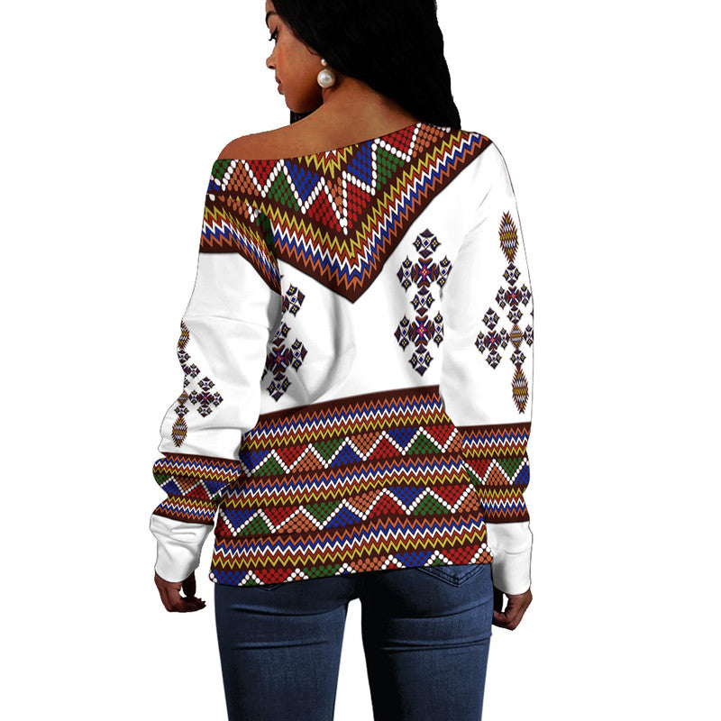 Ethiopia Women Off Shoulder Sweater Ethiopian Tibeb Proud Version LT8 - Wonder Print Shop