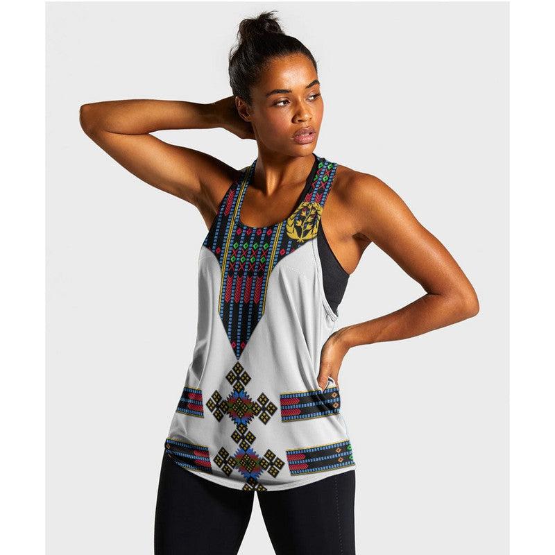Eritrea Women Racerback Tank Fancy Tibeb Vibes - Flag Style LT8 - Wonder Print Shop