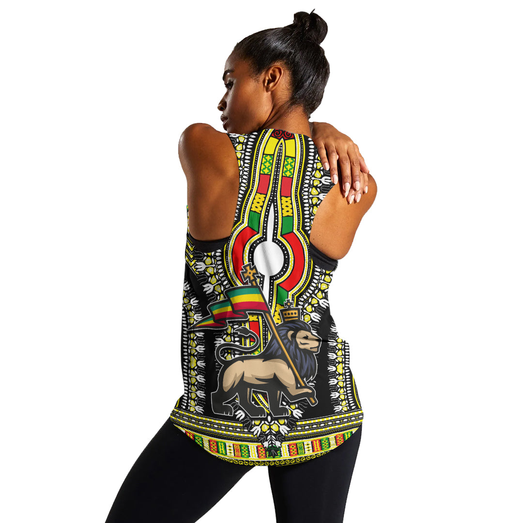 Ethiopia Women Racerback Tanks Dashiki Black Style LT6 - Wonder Print Shop