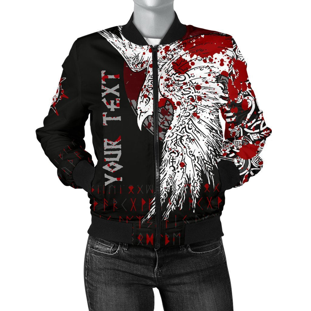 Custom Viking Women's Bomber Jacket - Mystical Raven Tattoo Blood RLT12 - Wonder Print Shop