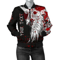 Custom Viking Women's Bomber Jacket - Mystical Raven Tattoo Blood RLT12 - Wonder Print Shop