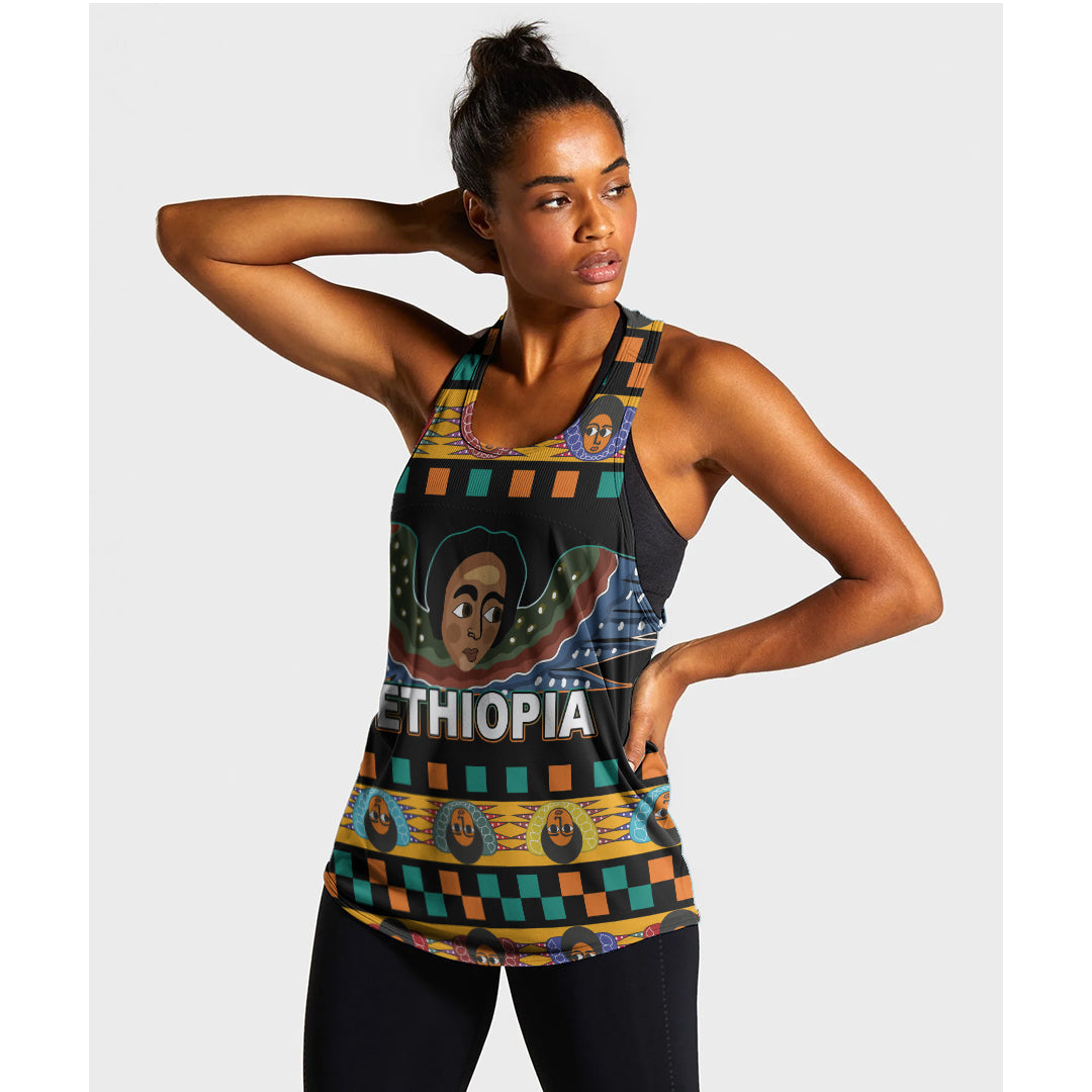 Ethiopia Women Tank Top Ethiopian Church Angels Black LT6 - Wonder Print Shop