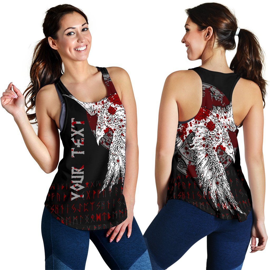 Custom Viking Women's Racerback Tank - Mystical Raven Tattoo Blood RLT12 - Wonder Print Shop