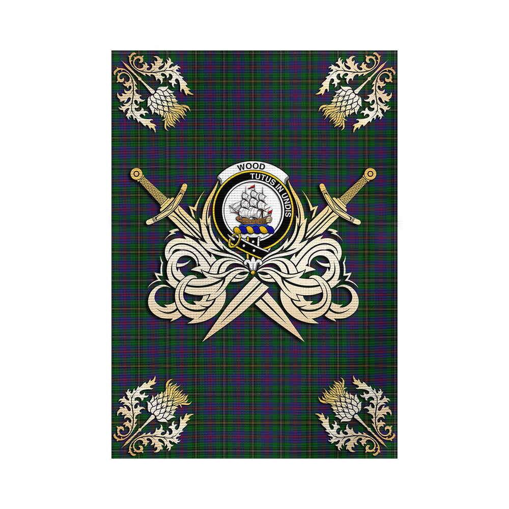 scottish-wood-clan-crest-courage-sword-tartan-garden-flag