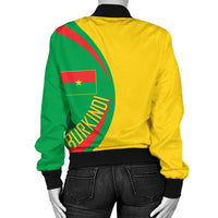 Back green/yellow zip bomber with Burkina Faso flag emblem and diagonal stripe graphic