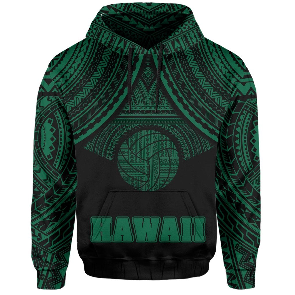 Polynesian Volleyball Hawaii Hoodie Green - Wonder Print Shop