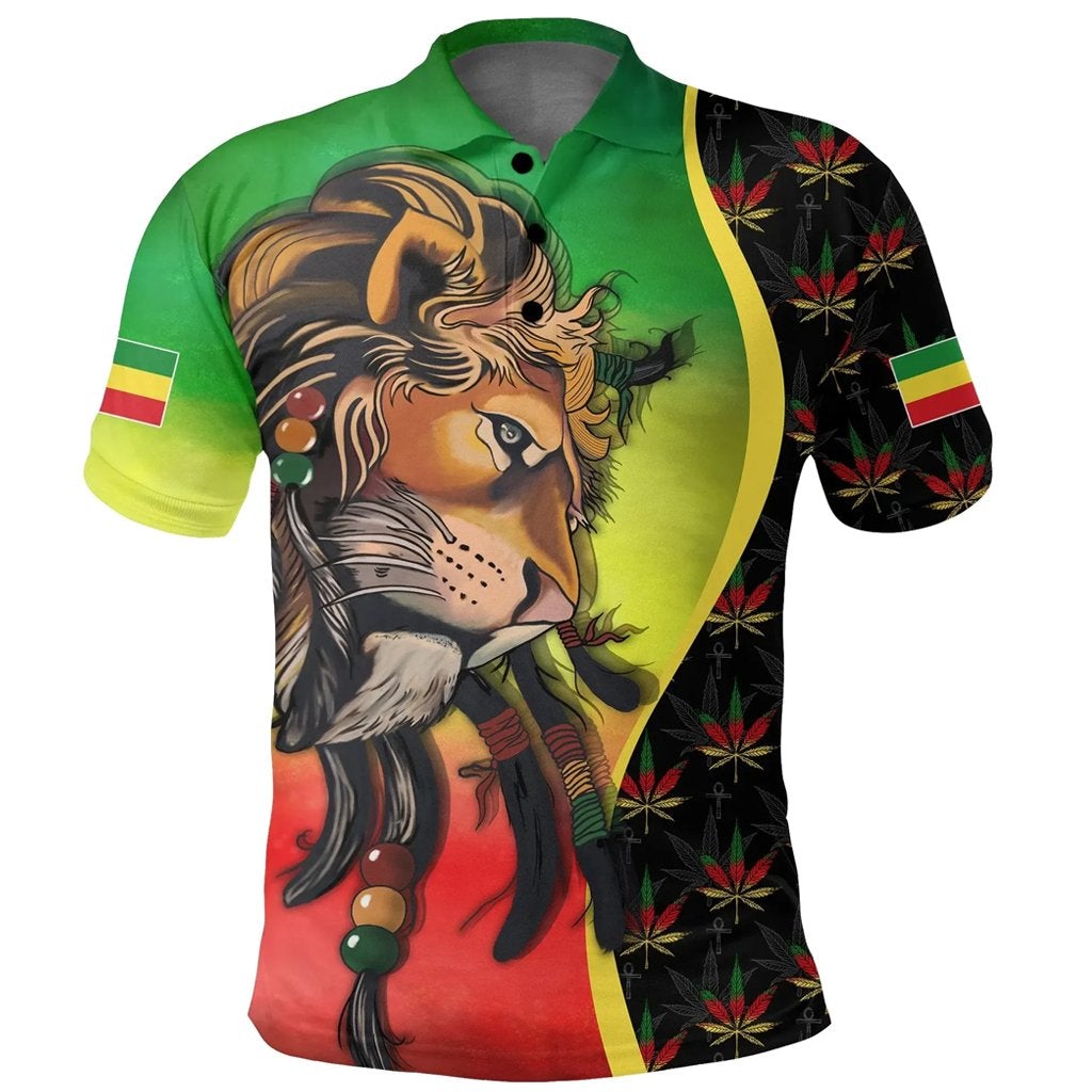 Ethiopia Lion Face Rasta Pattern Polo Shirt LT10 - Wonder Print Shop