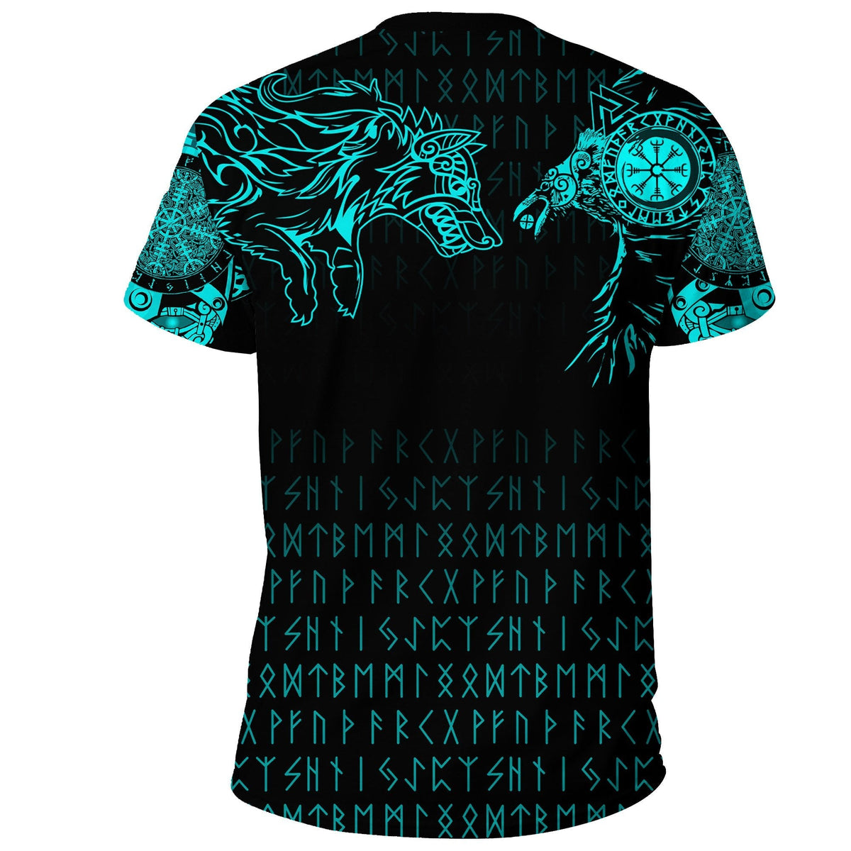 Viking T Shirt Raven and Wolf Special Tattoo RLT12 - Wonder Print Shop