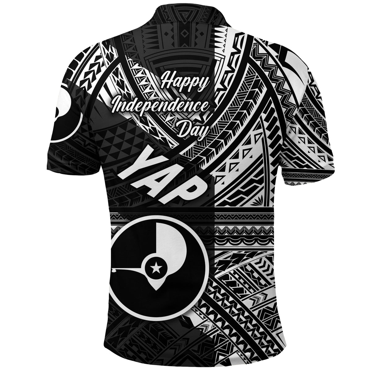 FSM Yap Polo Shirt Happy Independence Day Original Vibes Black LT8 - Wonder Print Shop