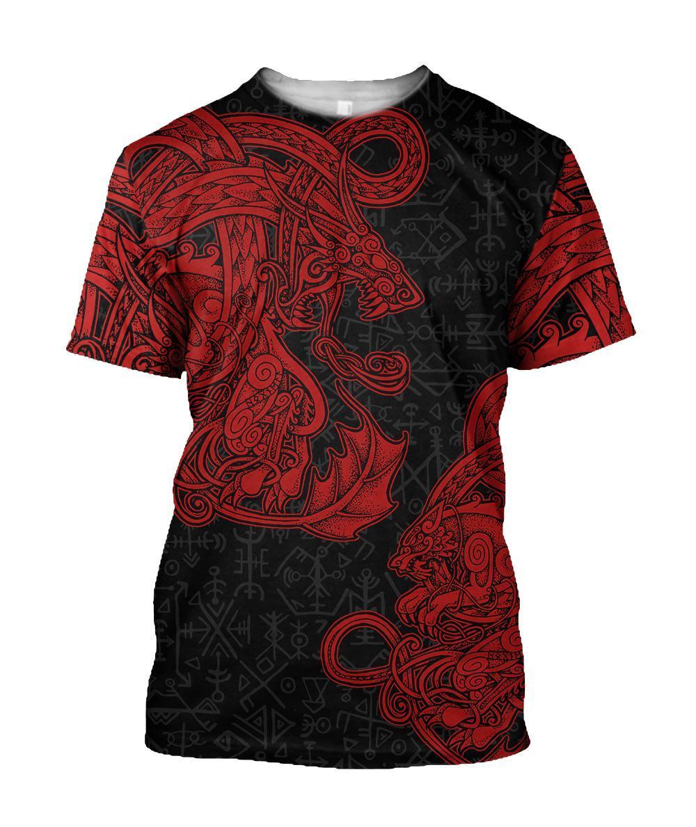 Viking T Shirt Jormungandr and Fenrir Vikings 3D RLT12 - Wonder Print Shop