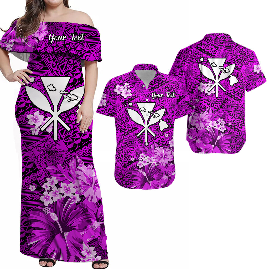 Personalised Hawaii Matching Hawaiian Shirt And Dress Map and Turtle Purple Flowers LT13 - Wonder Print Shop