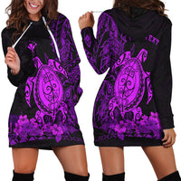 (Custom Personalised) Hawaii Polynesian Hoodie Dress Purple Sea Turtles Hawaiian LT13 - Wonder Print Shop
