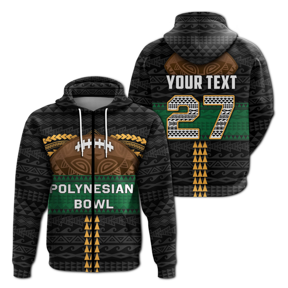 Custom Polynesian Bowl Zip Hoodie Custom Text and Number LT4 - Wonder Print Shop
