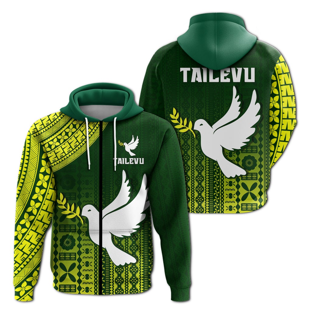 Tailevu Rugby Fiji Zip Hoodie Go Green LT4 - Wonder Print Shop