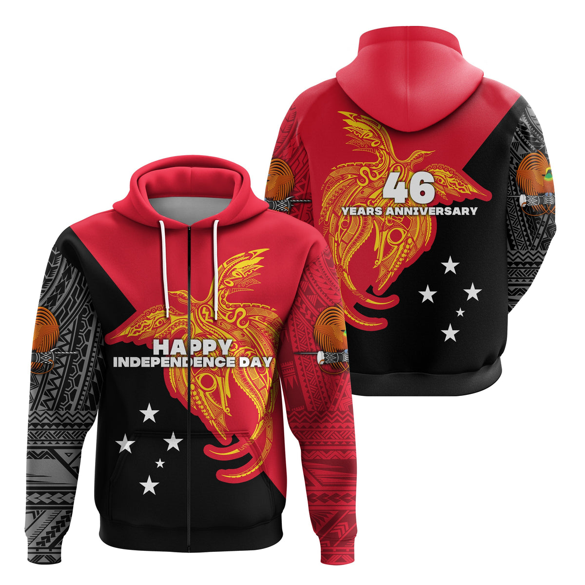Papua New Guinea Zip Hoodie Independence Day Flag Style LT16 - Wonder Print Shop